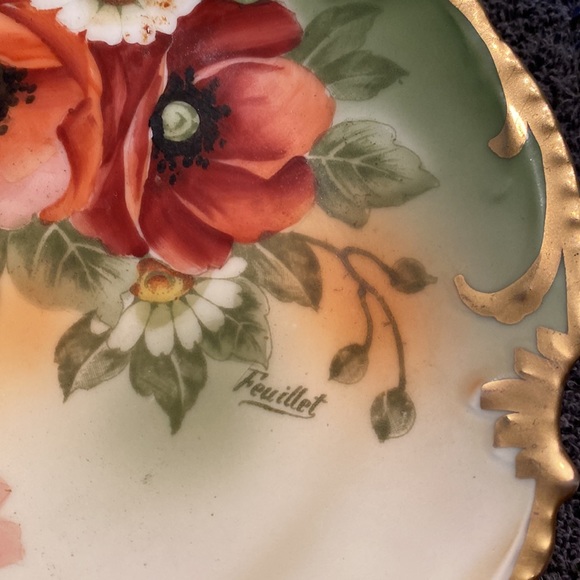 Vintage Bavaria Royal Munich Hand Painted Daisies & Poppies Signed Feuillet - Picture 9 of 15